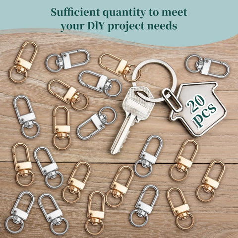 20Pcs 1.26 x 0.39 Inch Swivel Snap Key Chain Clip Hook Small Metal Lobster Claw Clasp Mini Swivel Lanyards Snap Hooks for Bag Key Chains Connector Jewelry Making DIY Crafts Hardware Silver Finish