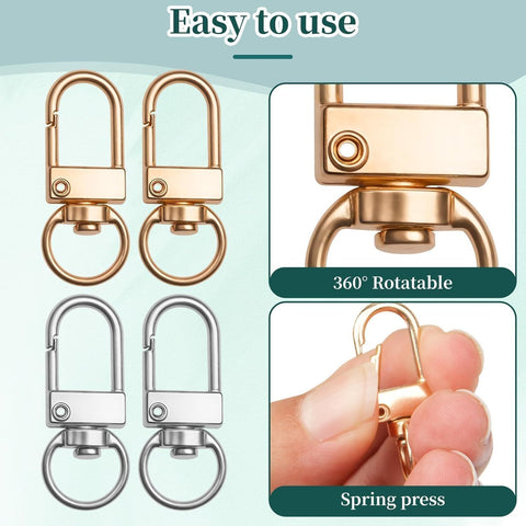 20Pcs 1.26 x 0.39 Inch Swivel Snap Key Chain Clip Hook Small Metal Lobster Claw Clasp Mini Swivel Lanyards Snap Hooks for Bag Key Chains Connector Jewelry Making DIY Crafts Hardware Silver Finish