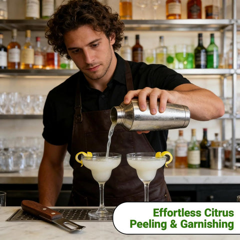 1PCS Citrus Zester and Orange Peeler Tools, Channel Knife, Walnut Wood and Stainless Steel Bar Peeler Tool, Channel Knife for Bartenders & Home Mixologists, Craft Cocktails (5.59 x 0.86'')