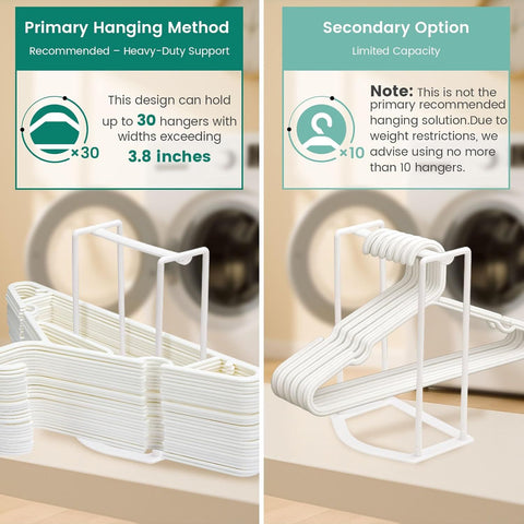 Hanger Stacker Organizer Stand, White Portable Hanger Holder Laundry Room Organization Hanger Rack Storage