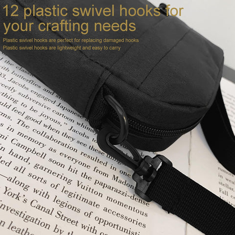 CooBigo 12PCS Plastic Swivel Snap Hook Clips for Purse,1 Inch Rotary Clasp Purse Strap Hardware for Bag Making Nylon Webbing Hook Backpack Strap Clip Lanyard Clasp Keychains Replacement
