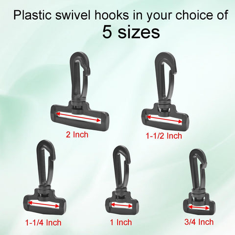 CooBigo 12PCS Plastic Swivel Snap Hook Clips for Purse,1 Inch Rotary Clasp Purse Strap Hardware for Bag Making Nylon Webbing Hook Backpack Strap Clip Lanyard Clasp Keychains Replacement