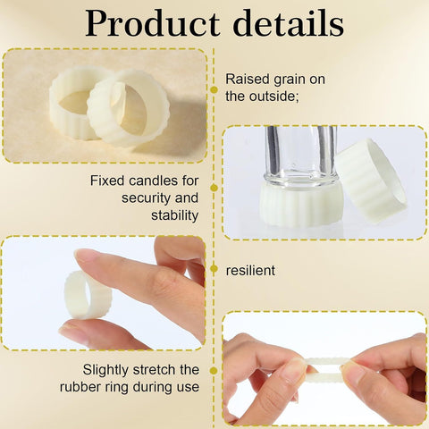 12PCS Rubber Candle Grippers, Silicone Candle Hugger, Candles Grips Inserts for Taper Candles Base Accessories Bougie Upright and in Place for Taper Bougie Cups