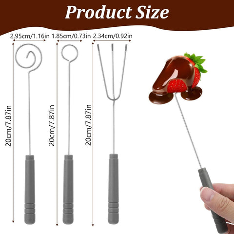3PCS Chocolate Dipping Tools, Stainless Steel Candy Dipping Tools Set, Chocolate Dip Fork Baking Supplies, Cooking Supplie for Home Bakers Dishwasher Safe