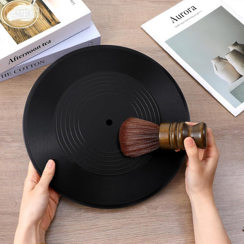 Vinyl Record Cleaning Brush, Vinyl Record Brush with Fine Fiber Bristles, Anti-Static Soft Record Brush, Wood Record Cleaner Accessories for Vinyl Cd Album Care