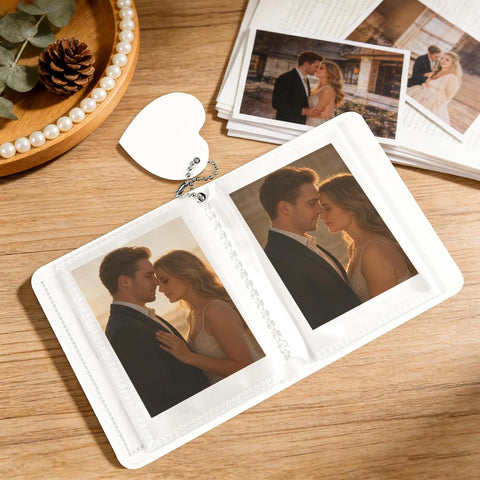Mini Photo Album,3 Inch Photocard Book Heart Hollow Cover Photocard Binder 36 Pockets for Collect and Protect Photos (Black)
