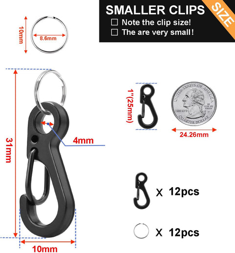 Small Carabiner Clip Metal Spring Snap Hooks Mini Paracord Hanging Clips for Camera Strap, Flashlight, Key Chain