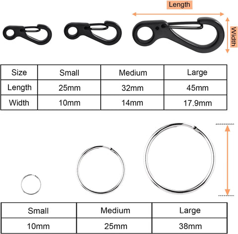 Small Carabiner Clip Metal Spring Snap Hooks Mini Paracord Hanging Clips for Camera Strap, Flashlight, Key Chain