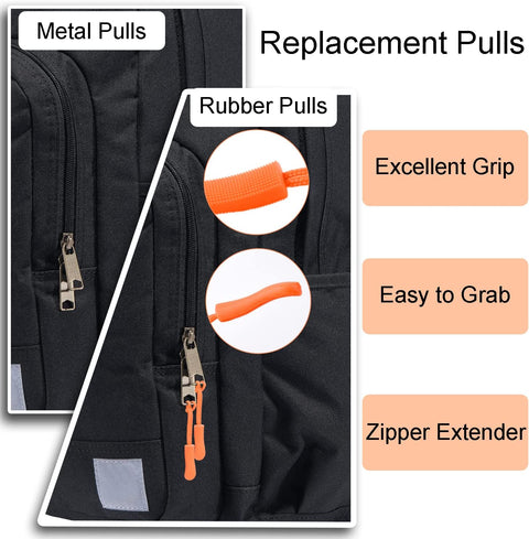 CooBigo 12Pack Zipper Pull Replacement, Golf Bag Parcord Zipper Pull Tab Replacement for Backpack, Jackets, Pants, Boots, Coats, Luggage - Balck(Universal Extender)