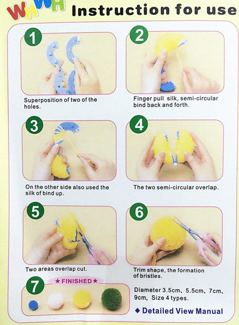 Yansanido Pack of 8(4 Sizes) Essential Pom-pom Maker for Fluff Ball Weaver Needle Knitting DIY Tool (8piece-4 Size)