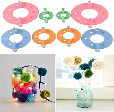 Yansanido Pack of 8(4 Sizes) Essential Pom-pom Maker for Fluff Ball Weaver Needle Knitting DIY Tool (8piece-4 Size)