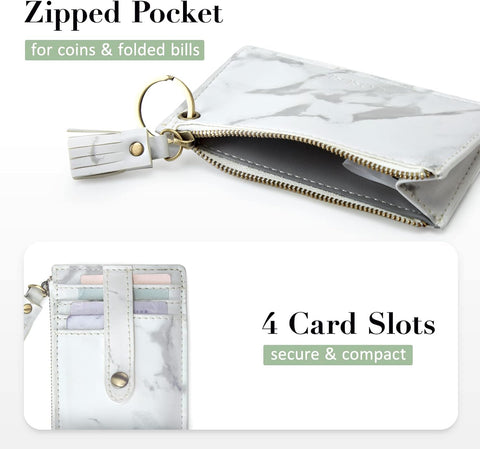 ECOSUSI Wristlet Keychain Key Ring Wallet Bracelets Card Holder Purse with Tassel