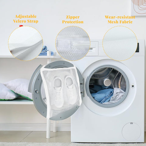 Sneaker Dryer Bag,Shoe Wash & Dry Net Bag for Dryer 15.7*15 Inch Shoe Washing Machine Bag Adjustable Magic Tape Shoe Dryer Bag Reusable Laundry Bags