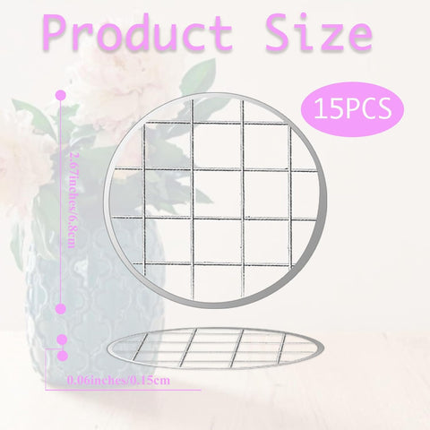 Mason Jar Flower Insert Lid for Regular Mouth,15 Pcs Flower Grid Frog for Arrangement Vase Metal Mason Jar Flower Organizer Lid with Square Grids for Regular Mouth Mason Canning Jars