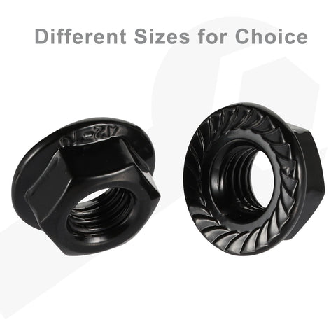 M10-1.5 Serrated Flange Hex Nuts Flanged Locknuts, 304 Stainless Steel 18-8, Black Finish, Pack of 25