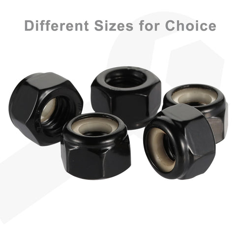 #8-32 Nylon Insert Hex Lock Nut Stainless Locknuts, 304 Stainless Steel 18-8 Black Finish, Pack of 50