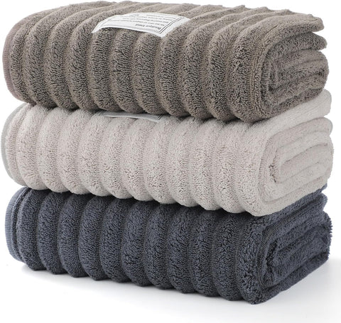 Luxury 3-Piece Quick-Dry Small Bath Towel Set – Ultra Soft Microfiber Hand Towels for Bathroom, Bar, Pool, Gym & Travel – Elegant Twill Design(14”x 29.6”)