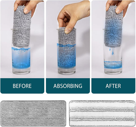 4 Pack Mop Replacement Pads Compatible with Joymoop Flat Mop or Mop Bucket Set - Microfiber Flat Mop Pads for All 13" X 4.9" Squeeze Flat Floor Mop - Washable Mop Head Replacement