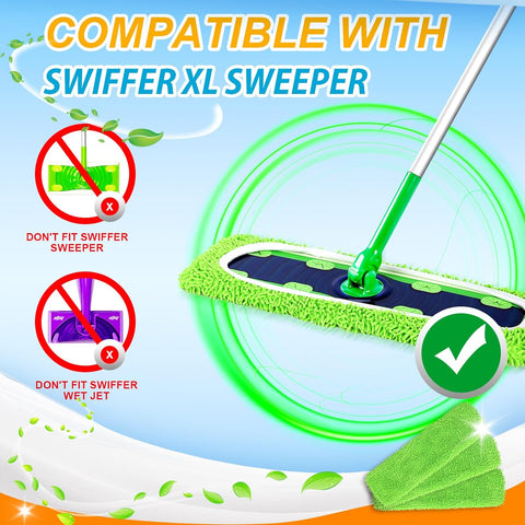 Reusable Microfiber Pads for Swiffer XL Mop - 2 Pack XL Dry Sweeping Cloths & Wet Pads Refills - X-Large Heavy Duty Mopping Cloths for Floor Mopping and Sweeping (Mop is Not Included)