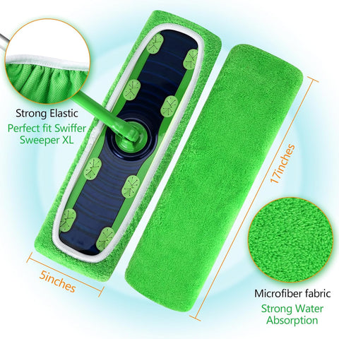 Reusable Microfiber Mop Pads for Swiffer - XL Dry Sweeping Cloths & Wet Pads Refills - Heavy Duty Mopping Cloths for Floor Mopping and Sweeping, 4 Pack