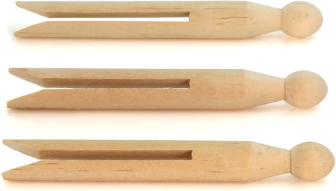 HANGERWORLD Round Wooden Clothespins for Crafts and Laundry - 24 Pack, 4.3inch Long, Old Fashioned Traditional Heritage Dolly Clothes Pegs