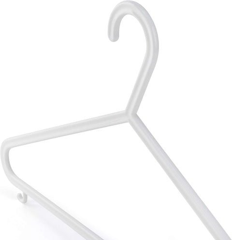 HANGERWORLD White Plastic Hangers 10 Pack - 14inch No Shoulder Bump, Slim Space-Saving Hanger