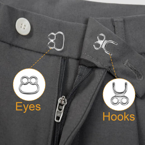 60 Set Hooks and Eyes for Sewing, Clothing Hook Replacement Clasps, Hook and Eye Closures for Fur Coats Jackets Trousers Underwear Sewing DIY Craft