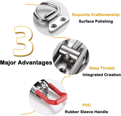 Toggle Latch Clamp 4001 with Lock Hole, 304 Stainless Steel Adjtable Heavy Duty Pull Hasp Latches For Smoker Cabinet Tool Box Case Trunk Door, 330Lbs Holding Capacity (2 Pack)