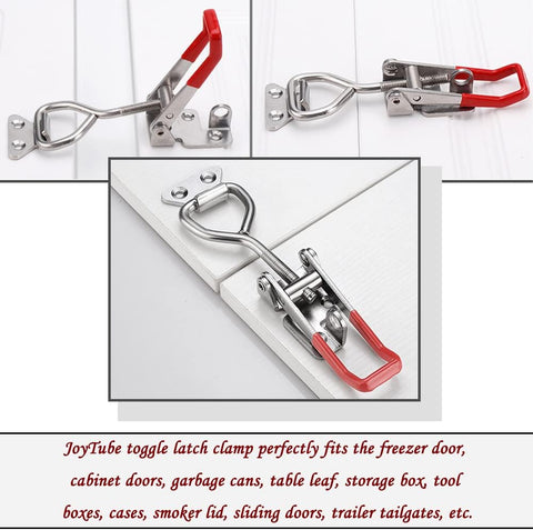 Toggle Latch Clamp 4001 with Lock Hole, 304 Stainless Steel Adjtable Heavy Duty Pull Hasp Latches For Smoker Cabinet Tool Box Case Trunk Door, 330Lbs Holding Capacity (2 Pack)