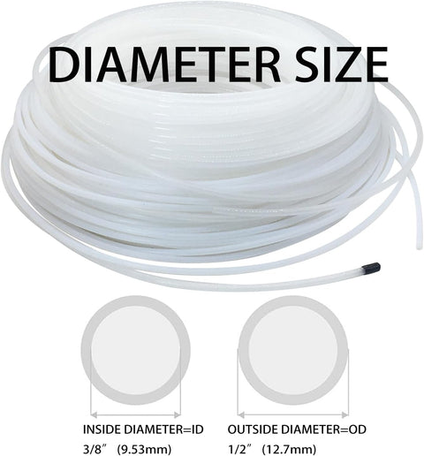 PE Tubing 3/8" ID x1/2" OD, Food Grade Polyethylene Tube Translucent hose for Reverse Osmosis Systems & Drinking Water Filters 3.3FT Length