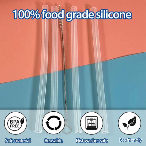 Silicone Replacement Straws for 20 30 40oz Cup, Reable Straws with Cleaning Brh Compatible with 30 40 oz Stanley Tumbler (Pack of 12)