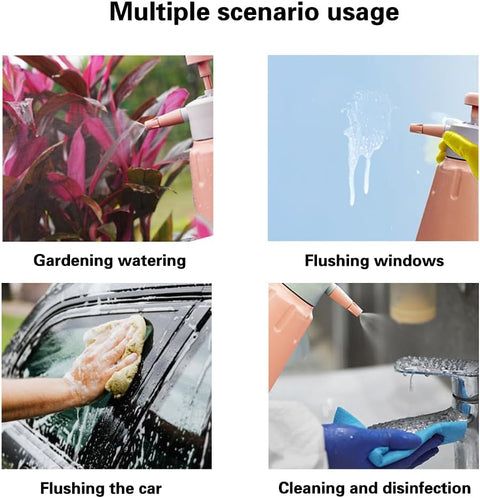 Garden Pump Sprayer, 68 oz/0.5 Gallon Hand Held Pressure Sprayer with Safety Valve ＆ Adjtable Nozzle, Large Capacity Bottle Water Weed Flower Plant Lawn Home Washing Spray 2L(Salmon Pink)