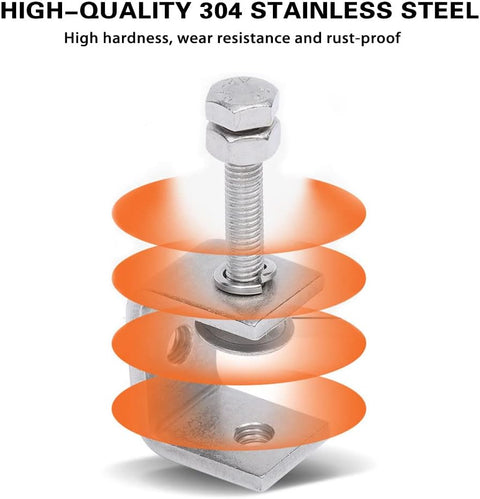 4pcs Heavy Duty Stainless Steel C-Clamp, 30MM Wide Jaw Openings, 0-25MM Clamping Range, M8 Threaded Hole, Silver