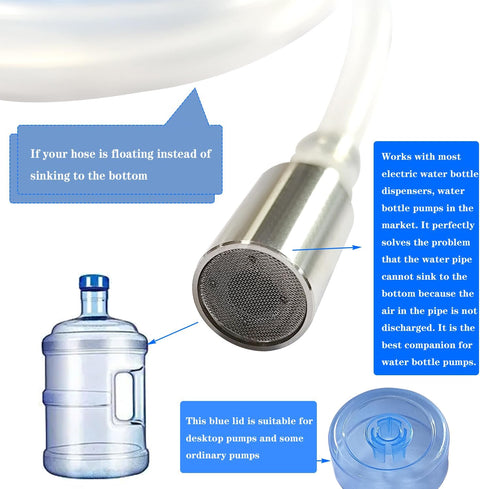 Food Grade Silicone Water Pump Hose and Weight Block Set, 3.3FT Silicone Tubing for 5 Gallon Water Bottle Pump for Charging Automatic Drinking Water Pump and Desk Water Dispenser