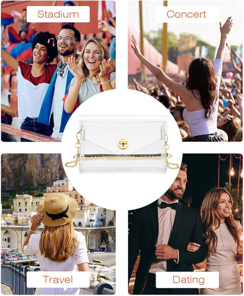 Clear Purse for Women, Clear Bag for Stadium Events, Crossbody Bag Stadium Approved for Sports Concerts Outfits