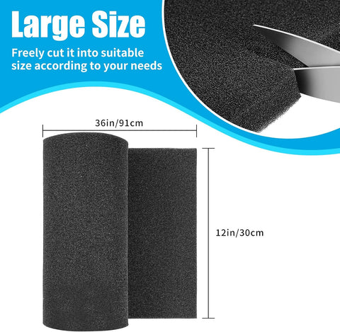 Aquarium Bio Sponge Filter Media Pad 36" x 12" x 1" / 72" x 12" x 1" Open Cell Foam Sheet Cut-to-Fit for Fish Tank Sump (36" x 12" x 1")