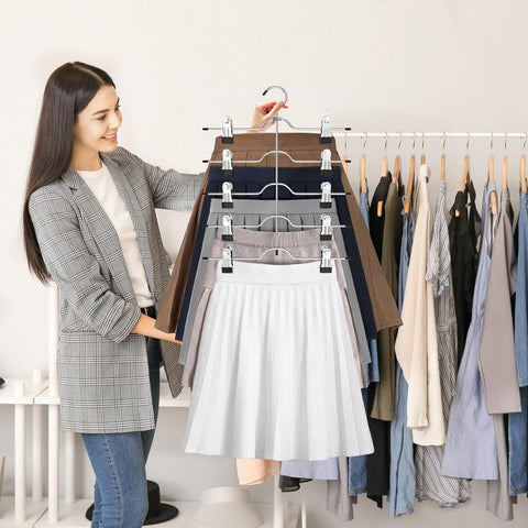 Pants Skirt Hangers with Clips, 2 Pack Pant Hangers Skirt Hangers Space Saving Closet Hanger Organizer Closet Organizers and Storage