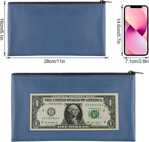 4 Pieces Money Bags With Zipper, 11x6.1 inch Money Pouch, Bank Bag, Cash Bag, Check Wallet, Cosmetics(navy)