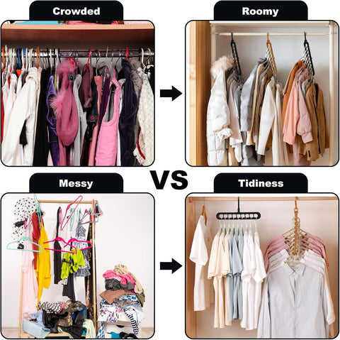 Closet Organizers and Storage,College Dorm Room Essentials, Multifunctional Organizer Magic Space Saving Hangers with 9 Holes Storage Organization for Wardrobe