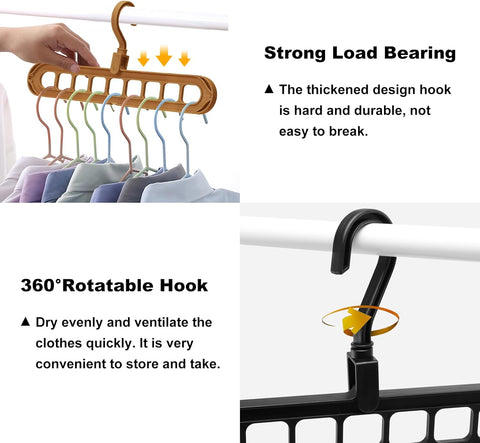 Closet Organizers and Storage,College Dorm Room Essentials, Multifunctional Organizer Magic Space Saving Hangers with 9 Holes Storage Organization for Wardrobe
