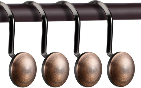 Bronze Shower Curtain Hooks, Rtproof Shower Hooks for Shower Curtain Bathroom,  Oil Rubbed Decorative Shower Rings for Shower Curtain Rod Hangers, Thread Shape Design Set of 12