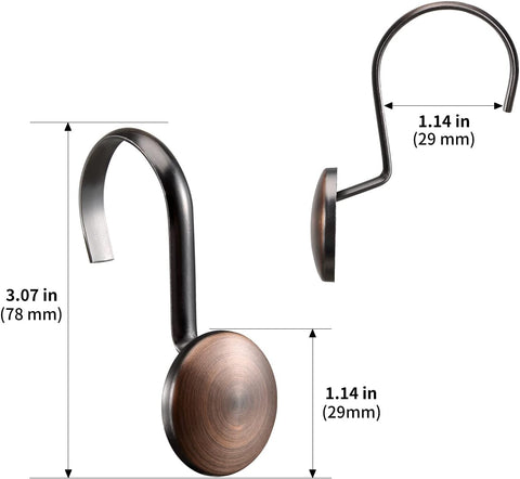 Bronze Shower Curtain Hooks, Rtproof Shower Hooks for Shower Curtain Bathroom,  Oil Rubbed Decorative Shower Rings for Shower Curtain Rod Hangers, Thread Shape Design Set of 12