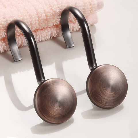 Bronze Shower Curtain Hooks, Rtproof Shower Hooks for Shower Curtain Bathroom,  Oil Rubbed Decorative Shower Rings for Shower Curtain Rod Hangers, Thread Shape Design Set of 12