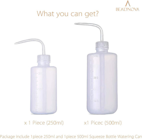 Squeeze Bottle Plant Watering Can Eye Wash Bottle Squeeze Irrigation Plastic Small Watering Can for Indoor Plants Tattoo (2pcs, 250ml and 500ml)