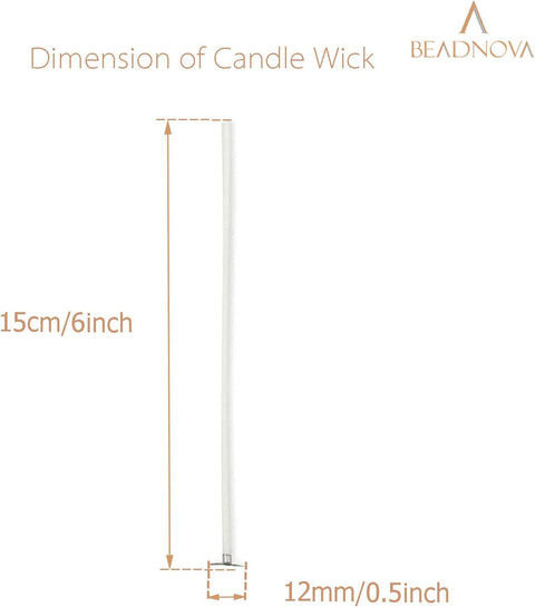 Candle Wicks 6 Inch 200pcs Large Cotton Wicks String for Candle Making Supplies