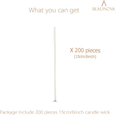 Candle Wicks 6 Inch 200pcs Large Cotton Wicks String for Candle Making Supplies