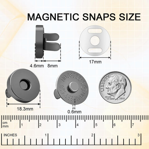 CooBigo 40 Sets Magnetic Snaps for Purse Closures 18mm Magnetic Fastener Replacement Kit Magnetic Snaps for Purses and Totes Clothing Bag DIY Craft