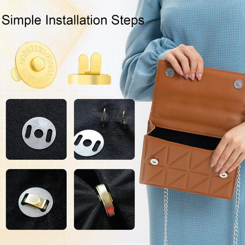 CooBigo 40 Sets Magnetic Snaps for Purse Closures 18mm Magnetic Fastener Replacement Kit Magnetic Snaps for Purses and Totes Clothing Bag DIY Craft