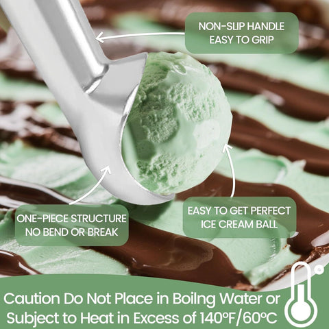 Ice Cream Scoop, 2PCS 7 inches Nonstick Anti-Freeze Ice Cream Scooper One Piece Aluminum Design Dishwasher Safe