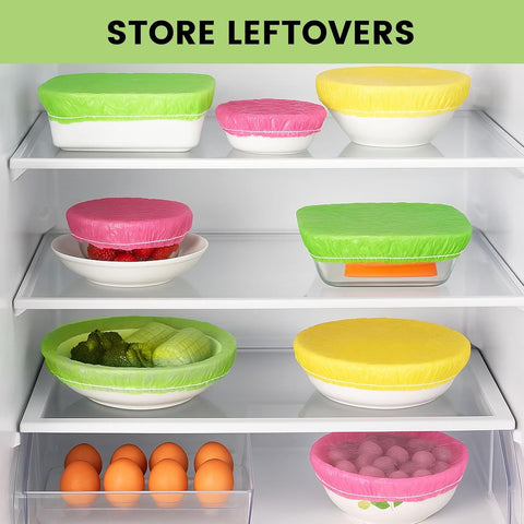 120PCS Reusable Bowl Covers – Elastic Plastic Food Storage Wraps for Kitchen, Baking, Picnics & Family Use, 3 Sizes (Large, Medium, Small)